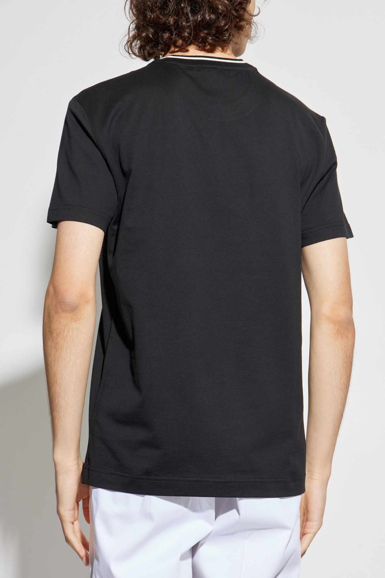 Dolce & Gabbana BLACK T-SHIRT WITH POCKET ポケット Tシャツ Cotton T-shirt with breast pocket and logo embroidery in